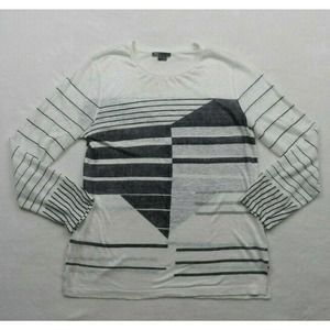 Vince Striped Geometric Long Sleeve Blouse M